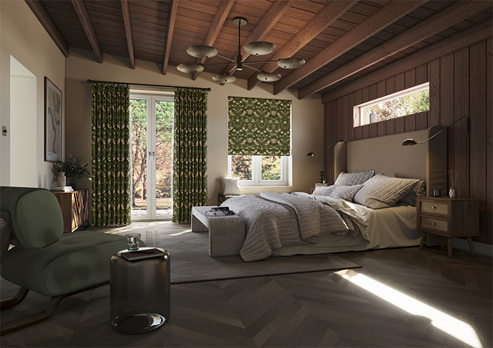 William Morris At Home Strawberry Thief, Nettle - Roman Blind - Image 6